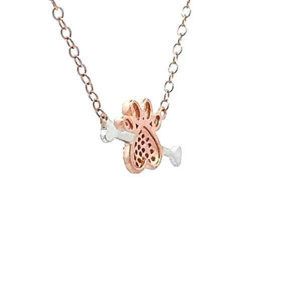 Natural .10ct Diamond Paw Print Cupid Pendant Necklace 925 Sterling Silver - Picture 3 of 3